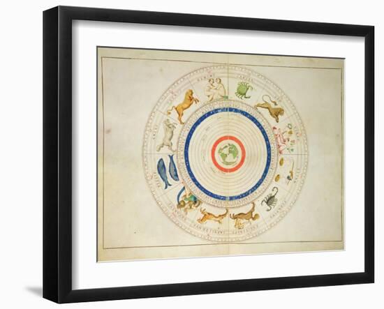 Zodiac Calendar, from an Atlas of the World in 33 Maps, Venice, 1st September 1553-Battista Agnese-Framed Giclee Print