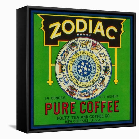 Zodiac Coffee Label - New Orleans, LA-Lantern Press-Framed Stretched Canvas