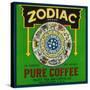Zodiac Coffee Label - New Orleans, LA-Lantern Press-Stretched Canvas