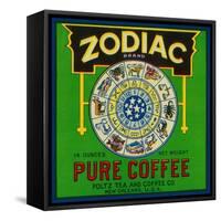 Zodiac Coffee Label - New Orleans, LA-Lantern Press-Framed Stretched Canvas