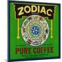 Zodiac Coffee Label - New Orleans, LA-Lantern Press-Mounted Art Print