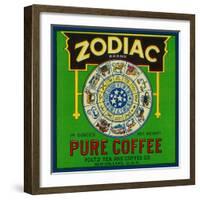 Zodiac Coffee Label - New Orleans, LA-Lantern Press-Framed Art Print