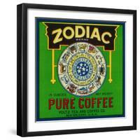 Zodiac Coffee Label - New Orleans, LA-Lantern Press-Framed Art Print