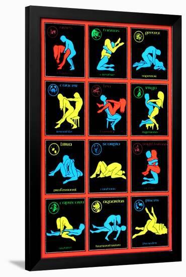 Zodiac Positions (Blacklight)-null-Framed Blacklight Poster