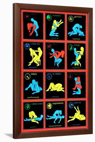 Zodiac Positions (Blacklight)-null-Framed Blacklight Poster