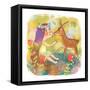 Zodiac Sign - Virgo. Part of a Large Colorful Cartoon Calendar. Cute Girl and Fawn in Flowers. Brig-smilewithjul-Framed Stretched Canvas