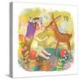 Zodiac Sign - Virgo. Part of a Large Colorful Cartoon Calendar. Cute Girl and Fawn in Flowers. Brig-smilewithjul-Stretched Canvas