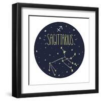 Zodiac Signs Doodle Set - Sagittarius-Radiocat-Framed Art Print