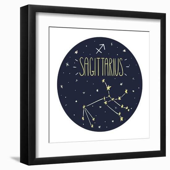 Zodiac Signs Doodle Set - Sagittarius-Radiocat-Framed Art Print