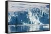 Zodiac with tourists cruising in front of a huge glacier, Hope Bay, Antarctica, Polar Regions-Michael Runkel-Framed Stretched Canvas