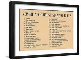 Zombie Apocalypse Rules Movie Plastic Sign-null-Framed Art Print