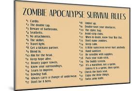 Zombie Apocalypse Rules Movie Plastic Sign-null-Mounted Art Print