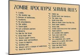 Zombie Apocalypse Rules Movie Plastic Sign-null-Mounted Premium Giclee Print