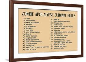 Zombie Apocalypse Rules Movie Plastic Sign-null-Framed Art Print