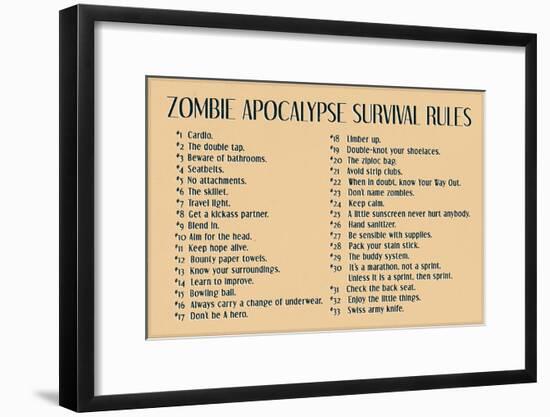 Zombie Apocalypse Rules-null-Framed Poster