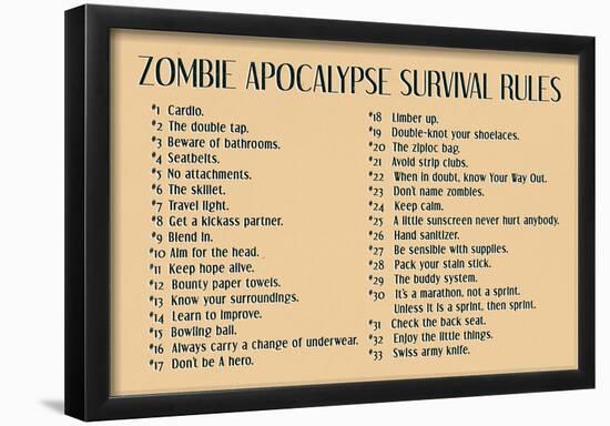 Zombie Apocalypse Rules-null-Framed Poster