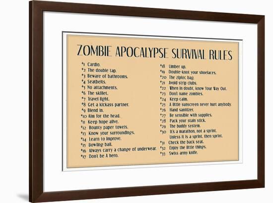 Zombie Apocalypse Rules-null-Framed Poster