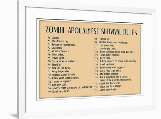 Zombie Apocalypse Rules-null-Framed Poster