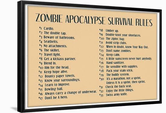 Zombie Apocalypse Rules-null-Framed Poster