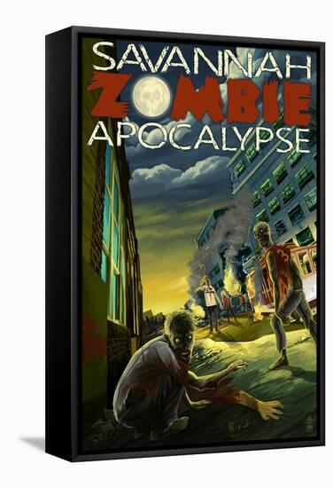 Zombie Apocalypse - Savannah, Georgia-Lantern Press-Framed Stretched Canvas