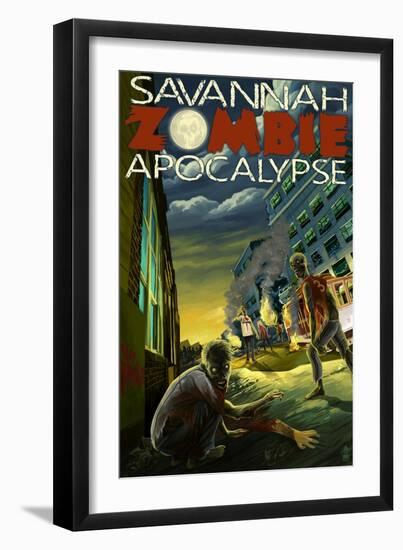 Zombie Apocalypse - Savannah, Georgia-Lantern Press-Framed Art Print