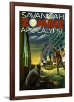 Zombie Apocalypse - Savannah, Georgia-Lantern Press-Framed Art Print