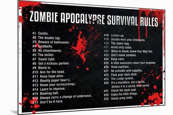 Zombie Apocalypse Survival Rules Movie-null-Mounted Art Print