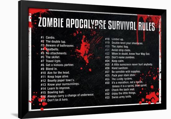 Zombie Apocalypse Survival Rules Movie-null-Framed Art Print