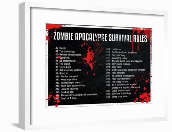 Zombie Apocalypse Survival Rules-null-Framed Poster