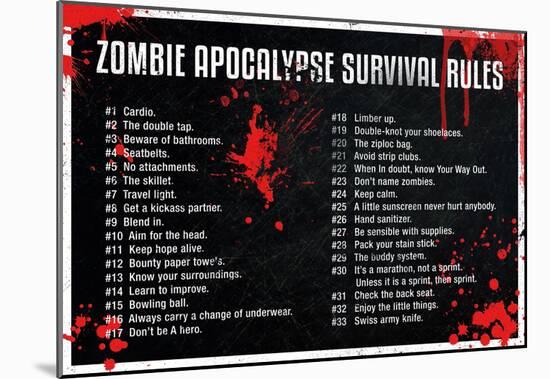 Zombie Apocalypse Survival Rules-null-Mounted Poster