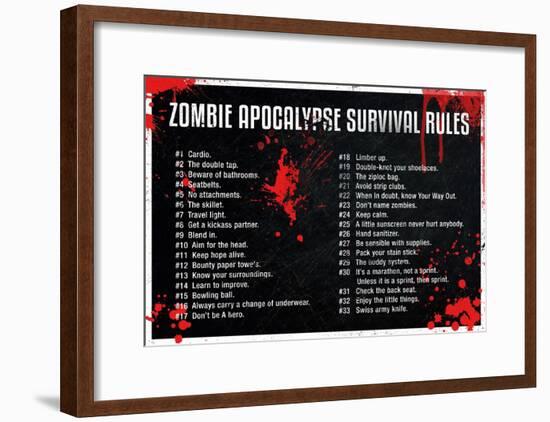 Zombie Apocalypse Survival Rules-null-Framed Poster