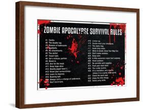 Zombie Apocalypse Survival Rules-null-Framed Poster