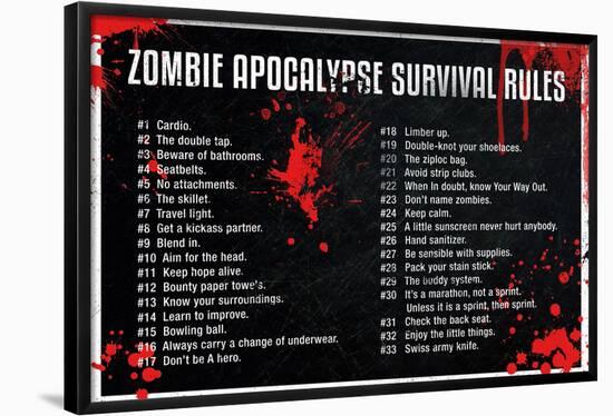 Zombie Apocalypse Survival Rules-null-Framed Poster