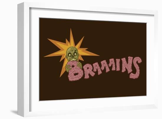 Zombie - Brains-Lantern Press-Framed Art Print