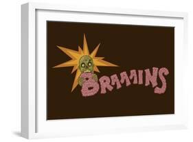 Zombie - Brains-Lantern Press-Framed Art Print