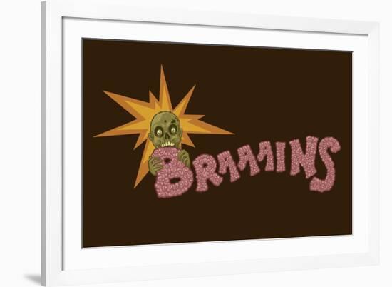 Zombie - Brains-Lantern Press-Framed Art Print