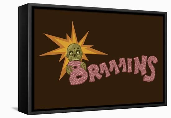 Zombie - Brains-Lantern Press-Framed Stretched Canvas