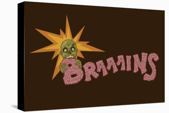 Zombie - Brains-Lantern Press-Stretched Canvas