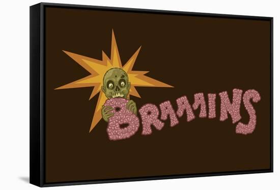 Zombie - Brains-Lantern Press-Framed Stretched Canvas