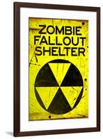 Zombie Fallout Shelter Sign Black Triangle Poster Print-null-Framed Poster