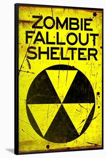 Zombie Fallout Shelter Sign Black Triangle Poster-null-Framed Poster