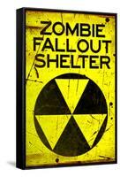 Zombie Fallout Shelter Sign Black Triangle Poster-null-Framed Stretched Canvas