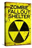 Zombie Fallout Shelter Sign Black Triangle Poster-null-Stretched Canvas