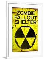 Zombie Fallout Shelter Sign Black Triangle Poster-null-Framed Poster