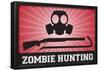 Zombie Hunting Gas Mask Crowbar Shotgun Sports Poster Print-null-Framed Poster