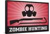 Zombie Hunting Gas Mask Crowbar Shotgun Sports Poster Print-null-Framed Poster