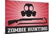 Zombie Hunting Gas Mask Crowbar Shotgun Sports Poster Print-null-Mounted Poster