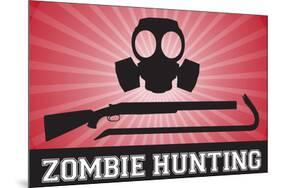 Zombie Hunting Gas Mask Crowbar Shotgun Sports-null-Mounted Art Print