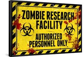 Zombie Research Facility Sign Poster Print-null-Framed Poster