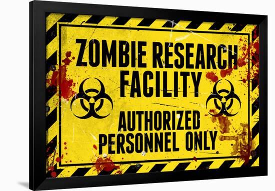 Zombie Research Facility Sign Poster Print-null-Framed Poster